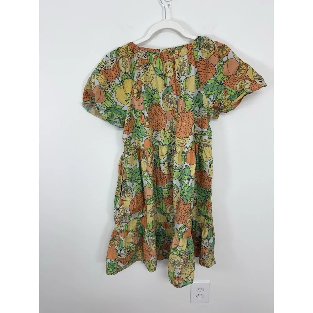 Peyton & Parker Citrus Fruit Print Dress Size S Tiered Boho Peasant 100% Cotton
